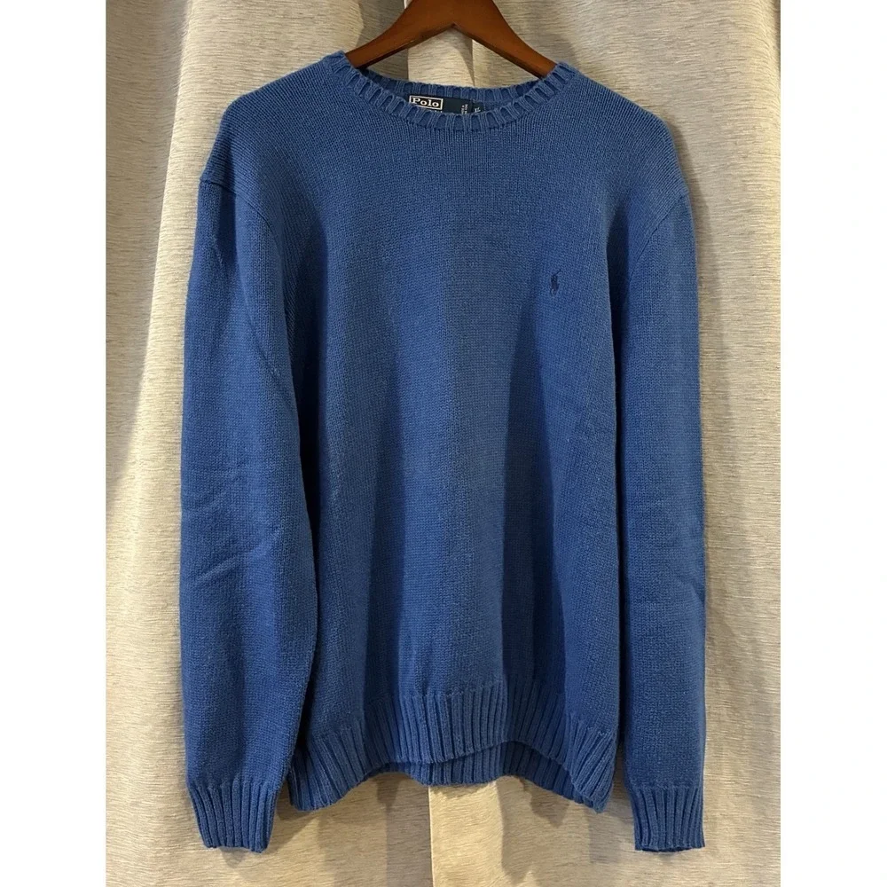 Polo Ralph Lauren Sweater Men's XL Blue‎ Knit Preppy Cotton Pullover